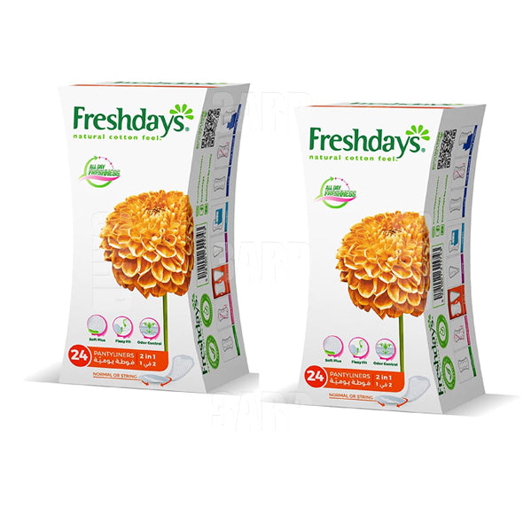 Freshdays Pantyliners 2 in 1 Normal 24 Pads - Pack of 2