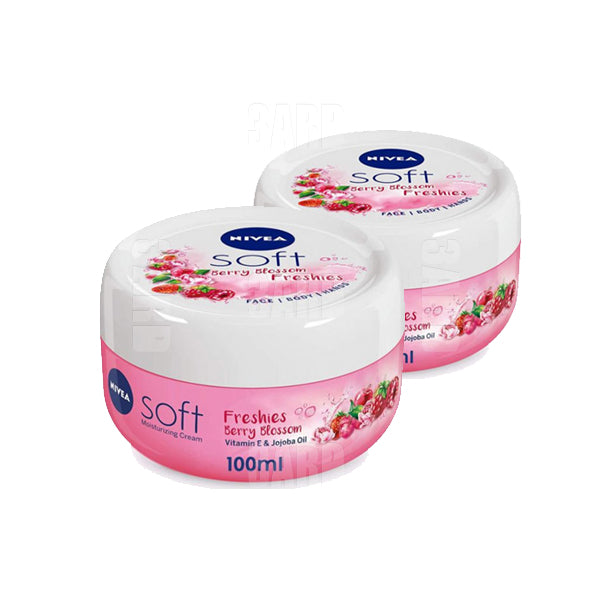 Nivea Soft Cream for Skin Berry Blossom 100ml - Pack of 2
