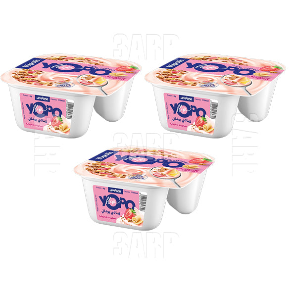 Yopolis Greek Yogurt with Strawberry Biscuits 145g - Pack of 3