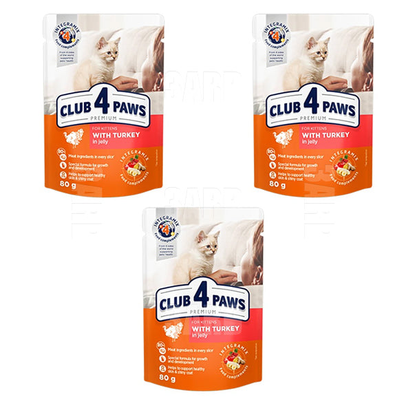 Club 4 Paws Wet Food Cat Kitten Turkey 80g - Pack of 3