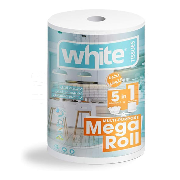 White Multi-Purpose Kitchen Mega Roll 325 Sheet - pack of 1