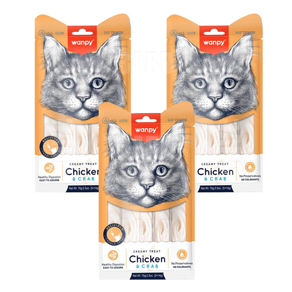 Wanpy Cat Treats Chicken & Crab 70g - Pack of 3