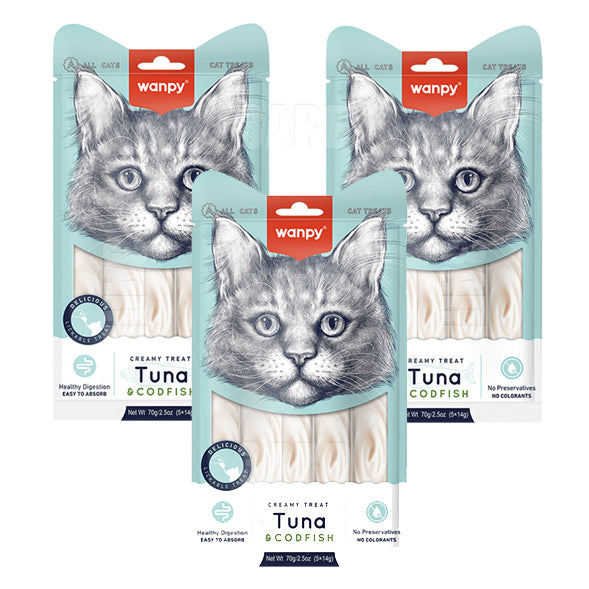 Wanpy Cat Treats Tuna & Cod Fish 70g - Pack of 3