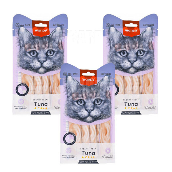 Wanpy Cat Treats Tuna & Crab 70g - Pack of 3