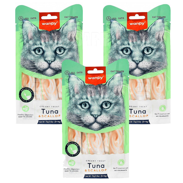 Wanpy Cat Treats Tuna & Scallop 70g - Pack of 3