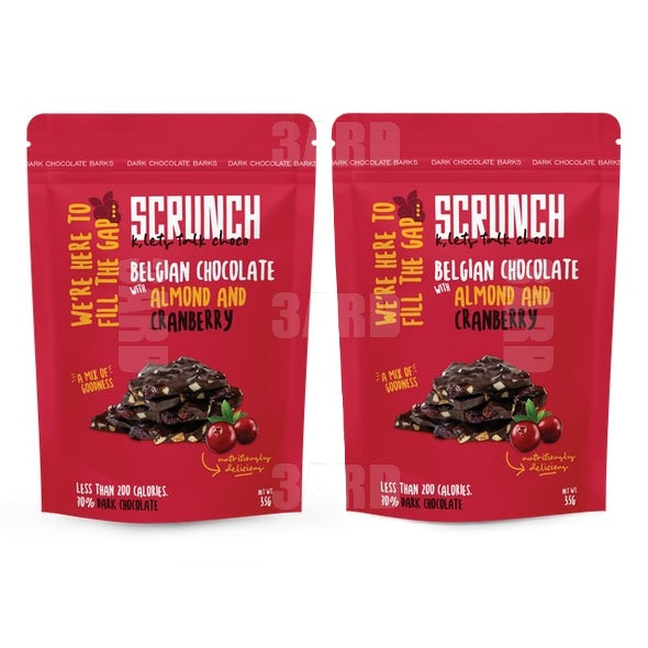 Scrunch Belgian Dark Chocolate with Almond & Cranberry 110g - Pack of 2