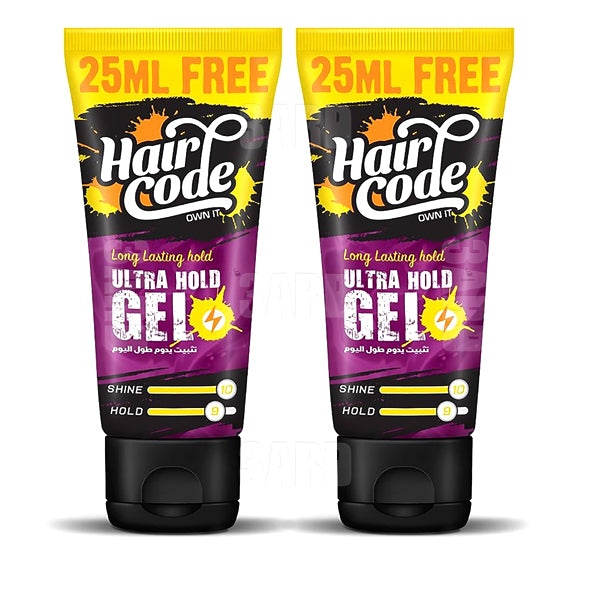 Hair Code Ultra Hold Hair Gel Purble Tube 250ml - Pack of 2