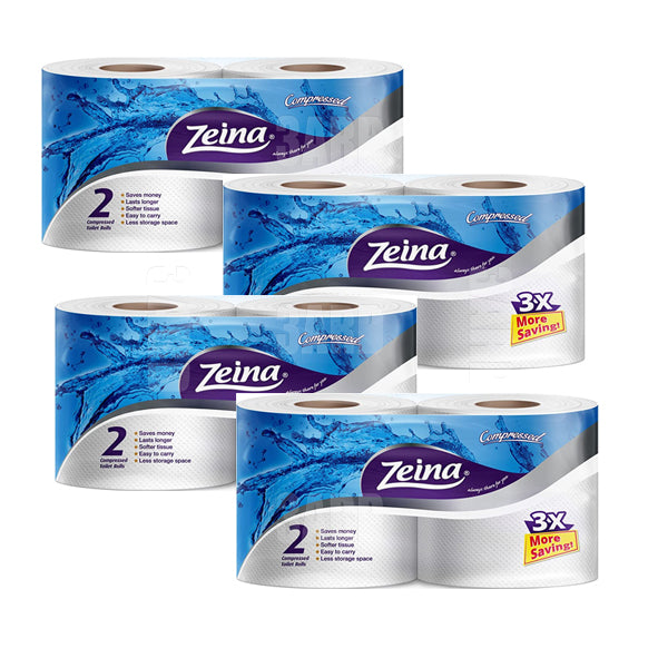 Zeina Compressed Toilet Paper 2 Rolls - Pack of 4
