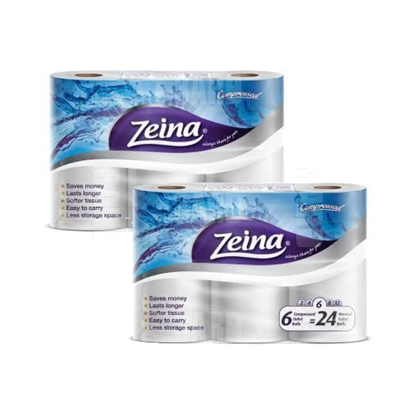Zeina Compressed Toilet Paper 6 Rolls - Pack of 2