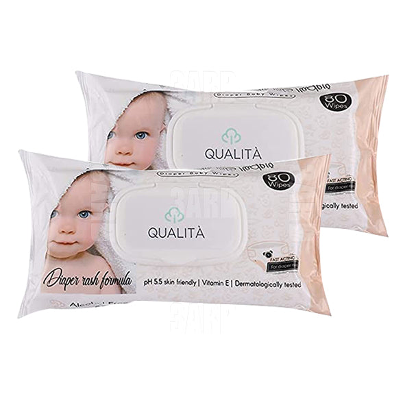 Qualita Baby Wipes with Zinc 80 Wipes - Pack of 2
