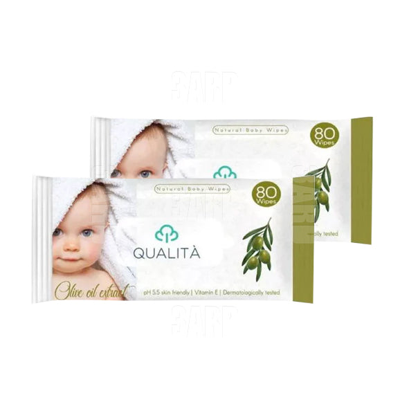 Qualita Baby Wipes with Olive 80 Wipes - Pack of 2