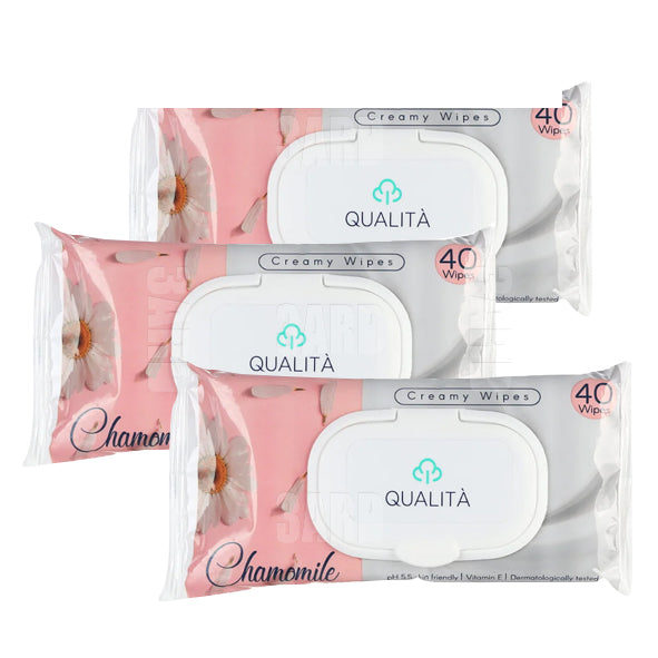 Qualita Wipes Chamomile 40 Wipes - Pack of 3