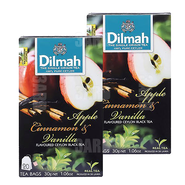Dilmah Apple Cinnamon Vanilla Flavoured Tea 20 Teabags - Pack of 2
