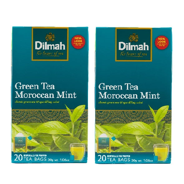 Dilmah Green Tea Maroccan Mint Tea 20 Teabags - Pack of 2