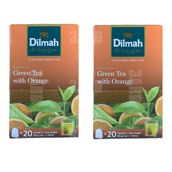 Dilmah Green Tea with Orange 20 Teabags - Pack of 2