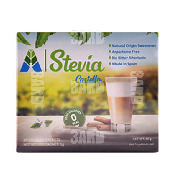 Stevia Castello Natural Sweetener 60 sachets - Pack of 1