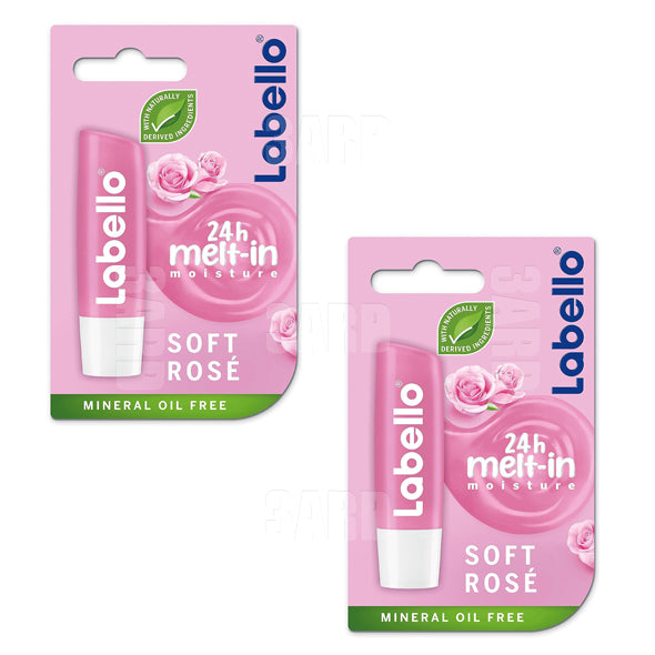 Labello Soft Rose Lip Balm Stick 4.8g - Pack of 2