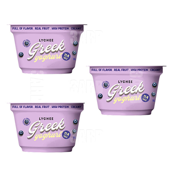 Lychee Fat Free Greek Yogurt with Berries 140gm - Pack of 3