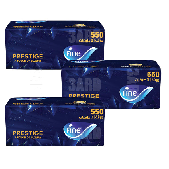 Fine Prestige Facial Tissues 550 Tissues - Pack of 3