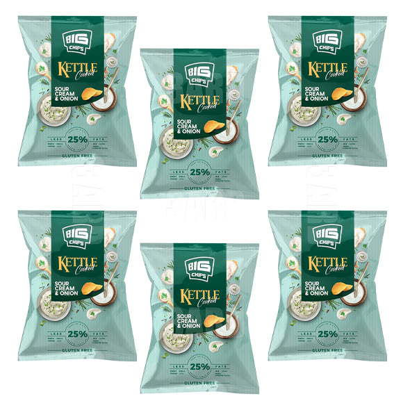 Big Chips Kettle Cooked Sour Cream & Onion 80gm - Pack of 6