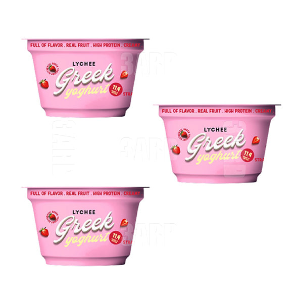 Lychee Fat Free Greek Yogurt with Strawberry 140gm - Pack of 3