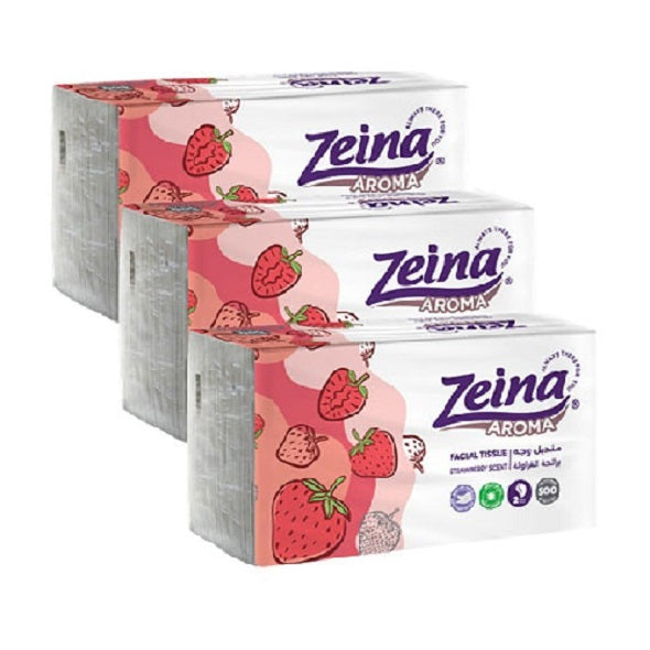 Zeina Tissues Strawberry Scent 500 Tissues - Pack of 3