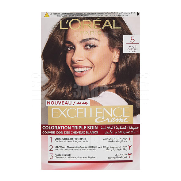 Loreal Paris Excellence Creme Haircolor 5 Light Brown - Pack of 1