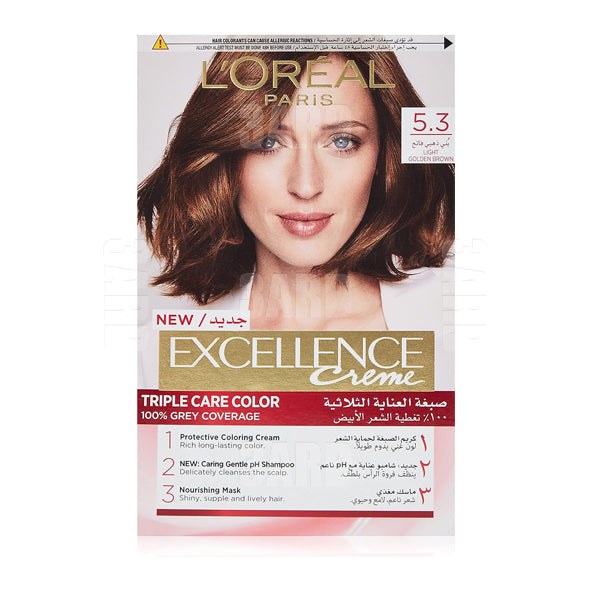 Loreal Paris Excellence Creme Haircolor 5.3 Light Golden Brown - Pack of 1