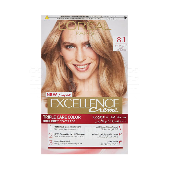 Loreal Paris Excellence Creme Haircolor 8.1 Light Ash Blonde - Pack of 1