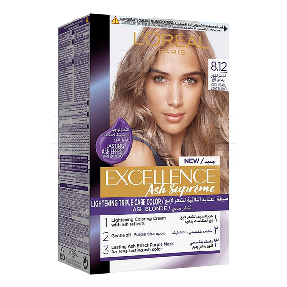 Loreal Paris Excellence Creme Haircolor 8.12 Cool Pearl Light Blonde - Pack of 1