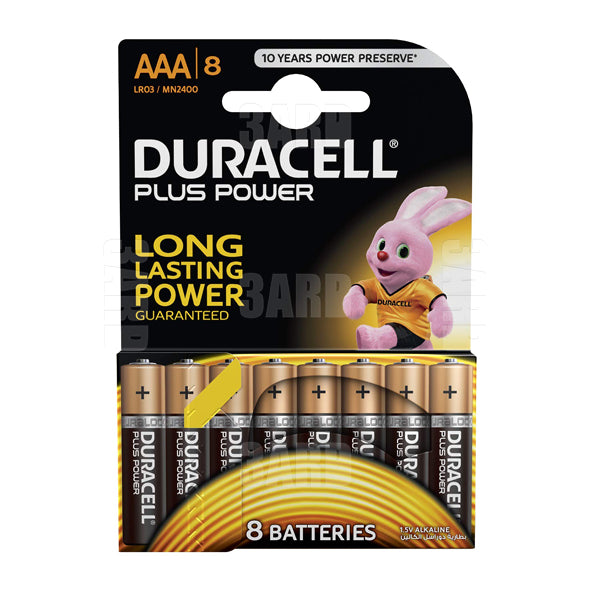 Duracell Type AAA Plus Alkaline Batteries 8 pcs - Pack of 1