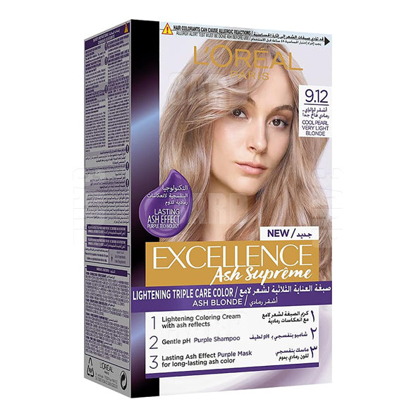 Loreal Paris Excellence Creme Haircolor 9.12 Cool Pearl Very Light Blonde - Pack of 1