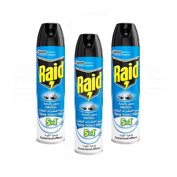 Raid 5 in 1 Flying Insect Killer Spray 400ml - Pack of 3