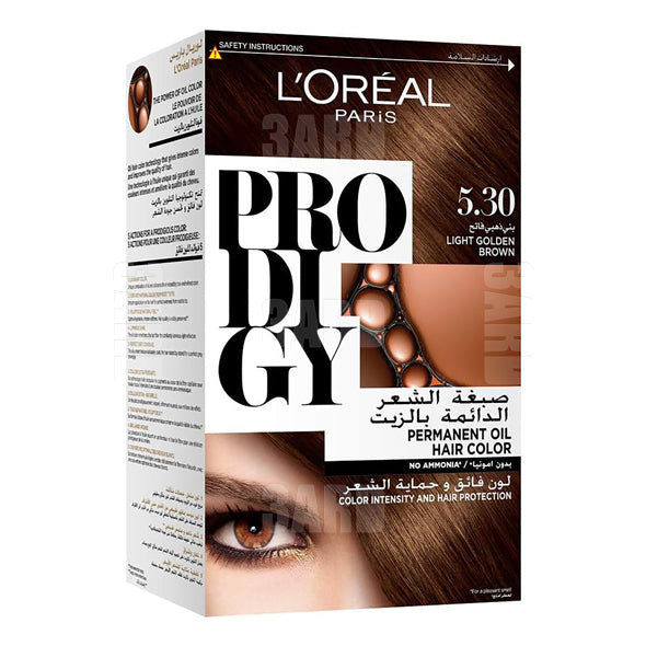 Loreal Paris Prodigy Oil Creme Haircolor Ammonia Free 5.3 Light Golden Brown - Pack of 1