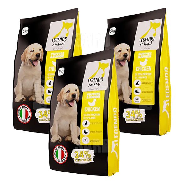 Legends Dog Dry Food Puppy & Junior with Chicken 5kg - Pack of 3