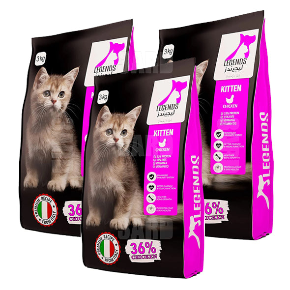 Legends Cat Dry Food Kitten with Chicken 3 kg - Pack of 3