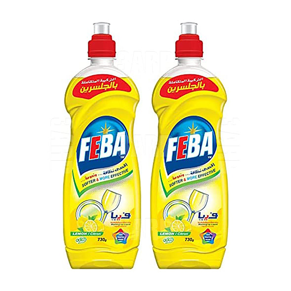 Feba Dish Wash Liquid Lemon 730ml - Pack of 2