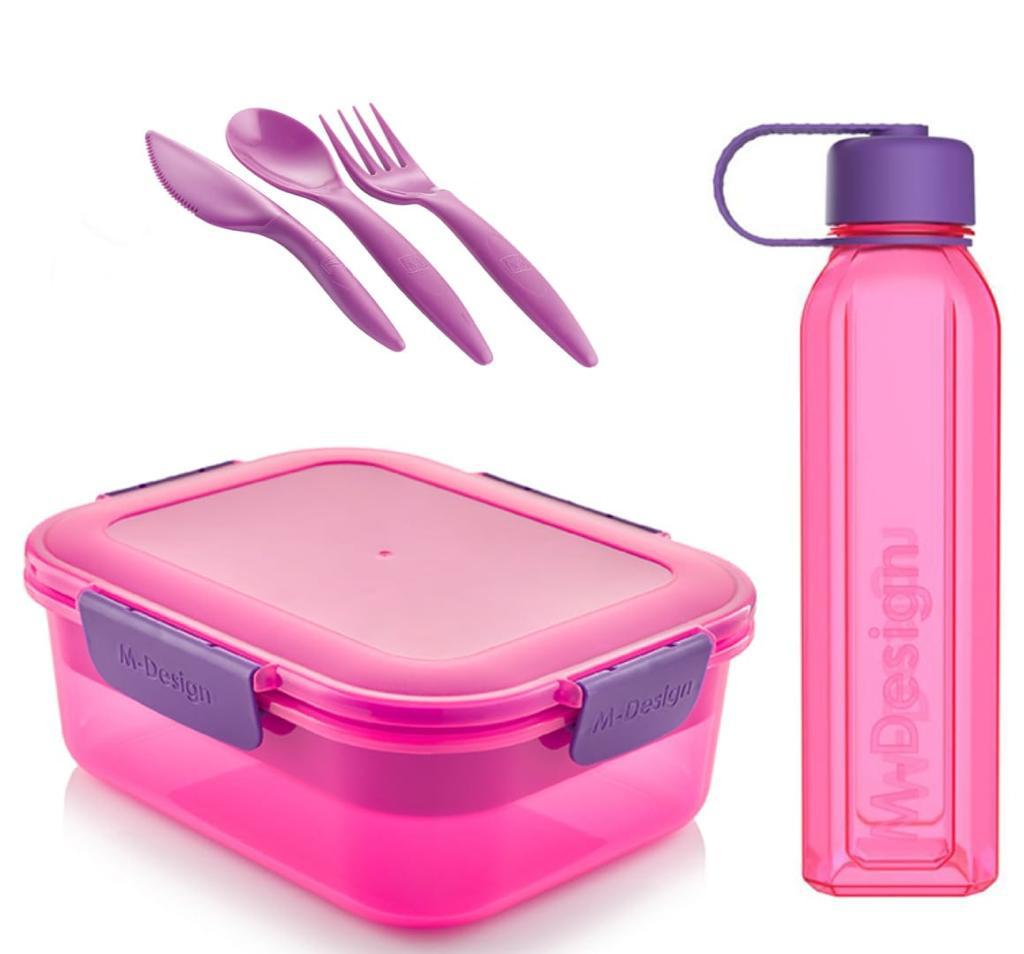 M-Design Lunch Set - 2.1L Lunch Box & 800ml Water Bottle & 3pcs Cutlery Set