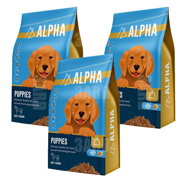 Alpha Dog Dry Food Puppies Beef 4kg - Pack of 3