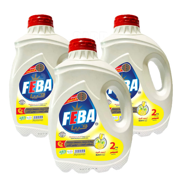 FEBA Lemon Washing-up Liquid 2Kg- Pack of 3