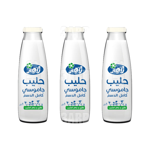 زاهر حليب جاموسي مبستر كامل الدسم ١ لتر - ٣ عبوة
