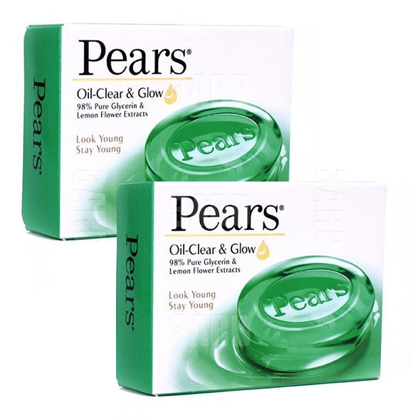 Pears Transparent Glycerin Soap Pure with Lemon Extracts Green 125g - Pack of 2