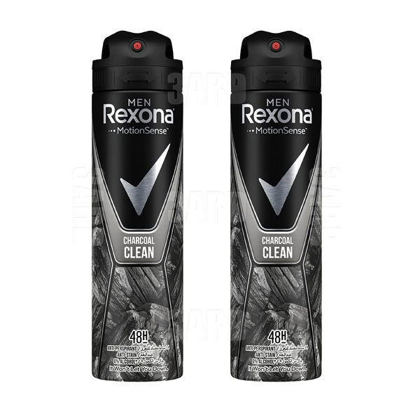 Rexona Men Antiperspirant Deodorant Spray Charcoal Clean 150ml - Pack of 2