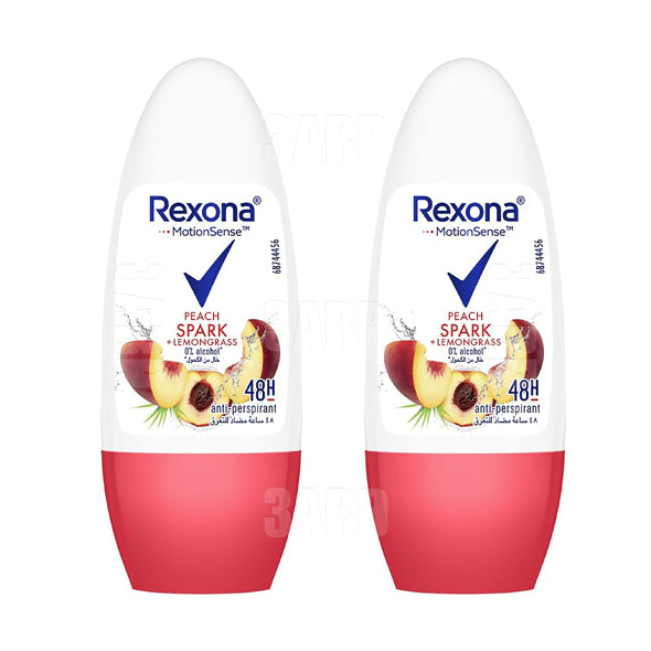 Rexona Women Antiperspirant Deodorant Roll on Peach Spark & Lemongrass 50ml - Pack of 2