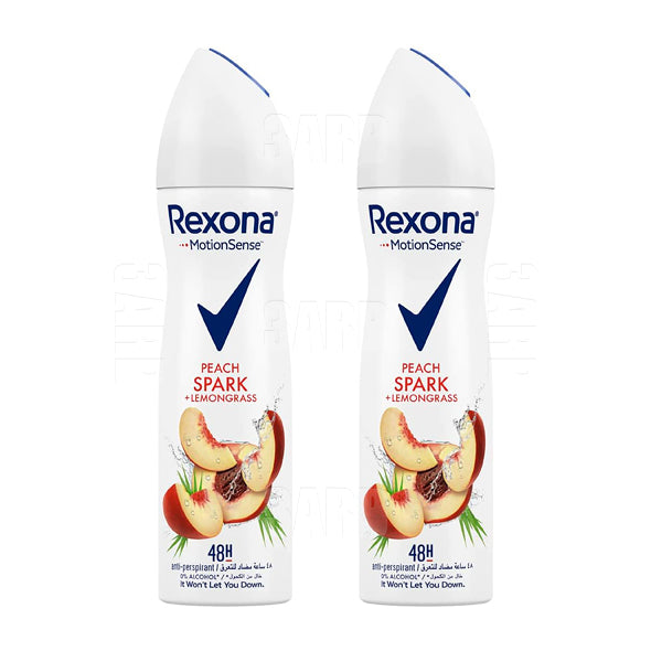 Rexona Women Antiperspirant Deodorant Spray Peach Spark & Lemongrass 150ml - Pack of 2