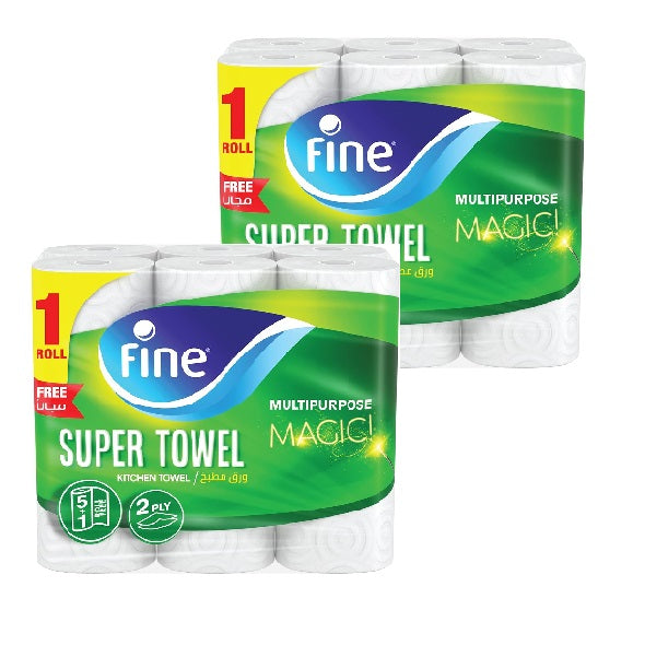 Fine Super Kitchen Paper Towel 6 Rolls - Pack of 2