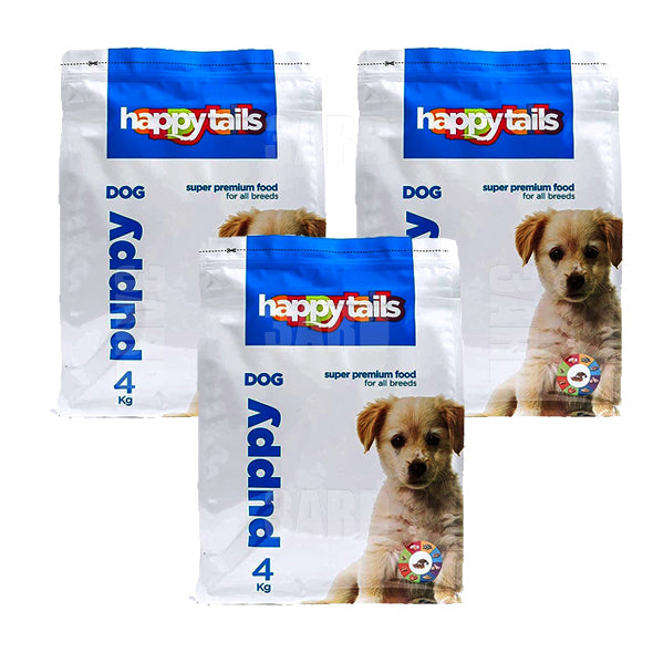 Happy Tails Puppy Dog Dry Food 4kg - Pack of 3