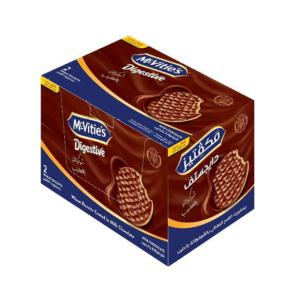 McVitie's Digestive Milk Chocolate 2 Wheat Biscuits 33.3g - Pack of 12