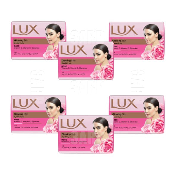 Lux Glowing Skin Rose Soap Bar 165g - Pack of 6