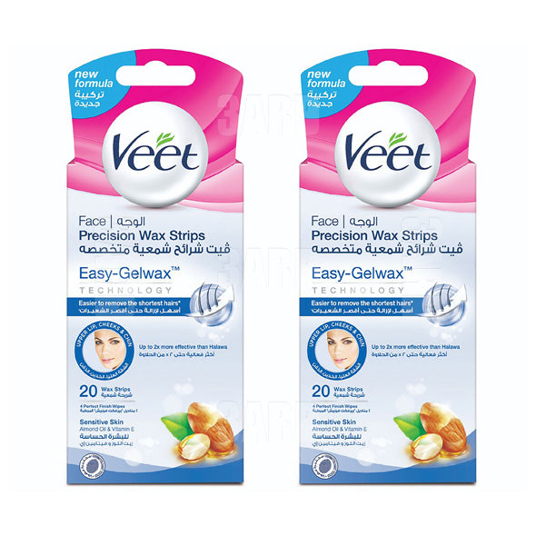 Veet Hair Removal Face Wax Strips 20pcs - Pack of 2